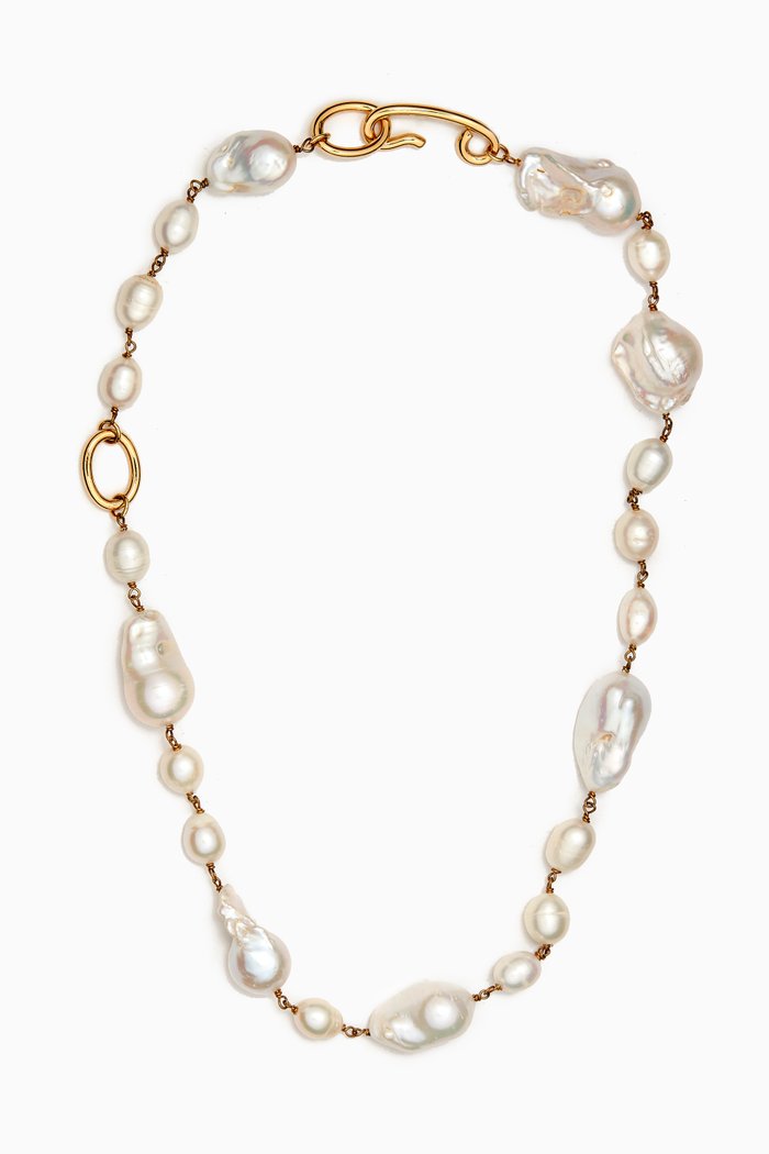 

Grainy Freshwater Pearl Necklace in Eco Brass, Multicolour
