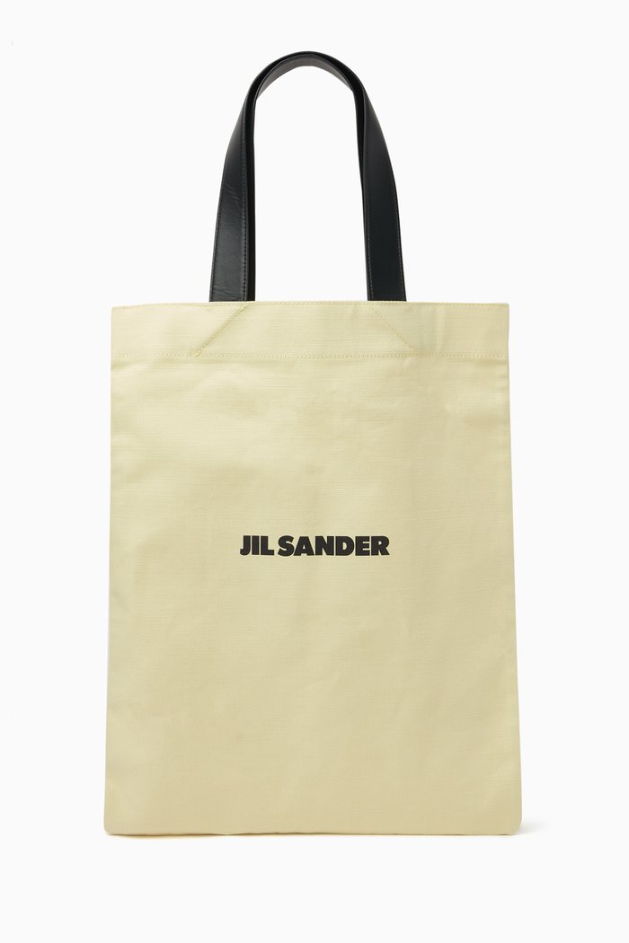 

Book Flat Medium Shopper in Cotton-linen Canvas, Yellow
