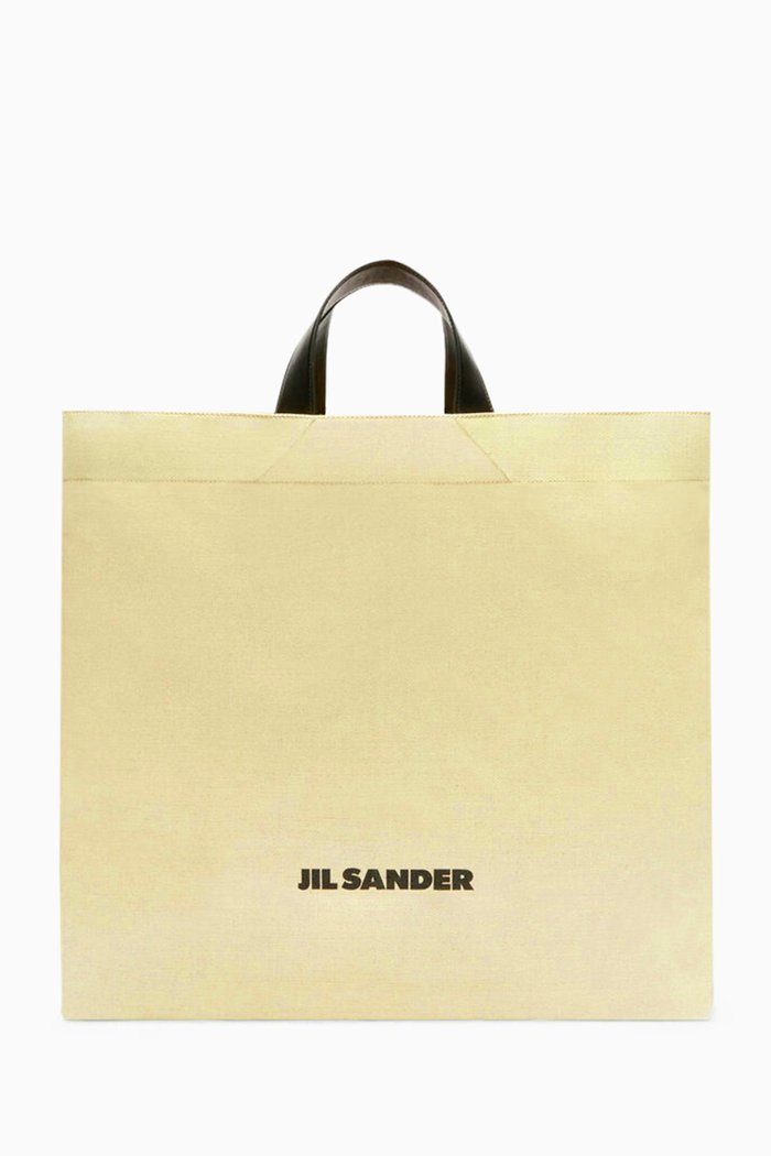 

Book Flat Square Shopper in Cotton-linen Canvas, Yellow