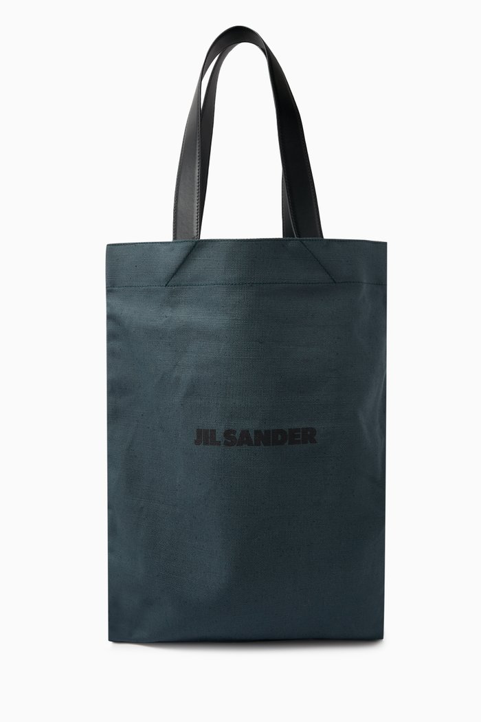

Book Flat Medium Shopper in Cotton-linen Canvas, Blue