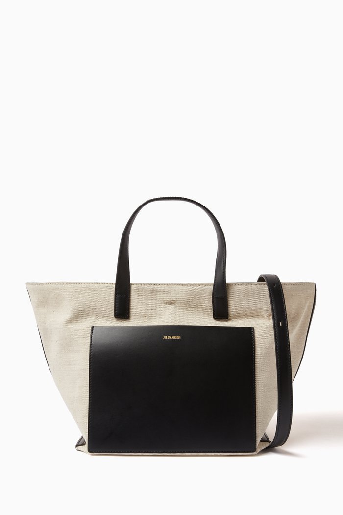 

Wander Square Small Tote in Cotton-linen Canvas, Neutral