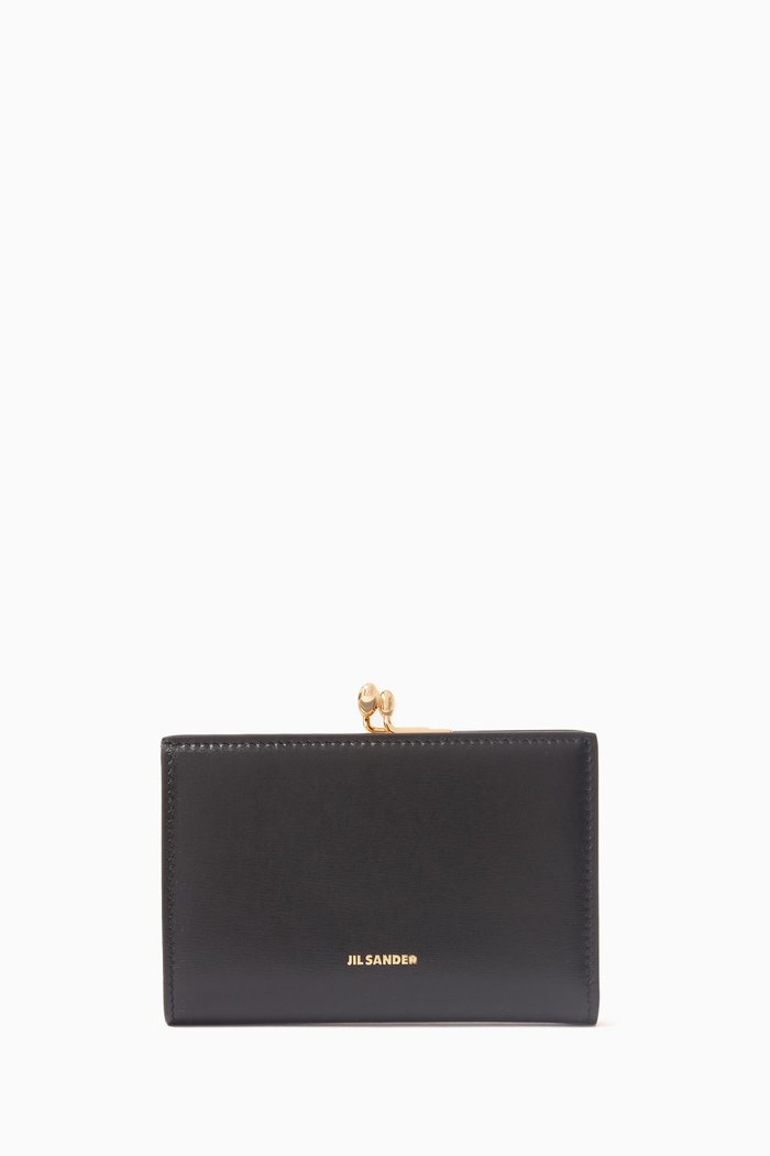 

Small Goji Purse Wallet in Smooth Leather, Black