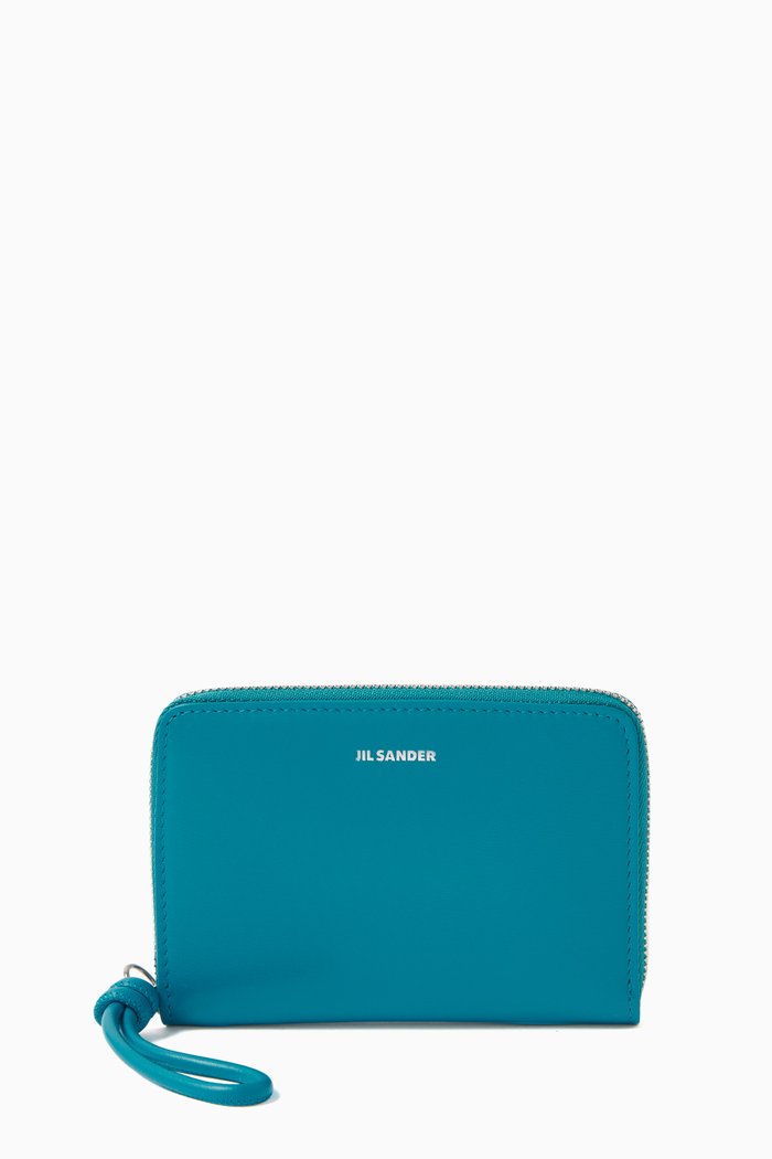 

Giro Pocket Zip-around Wallet in Smooth Leather, Blue