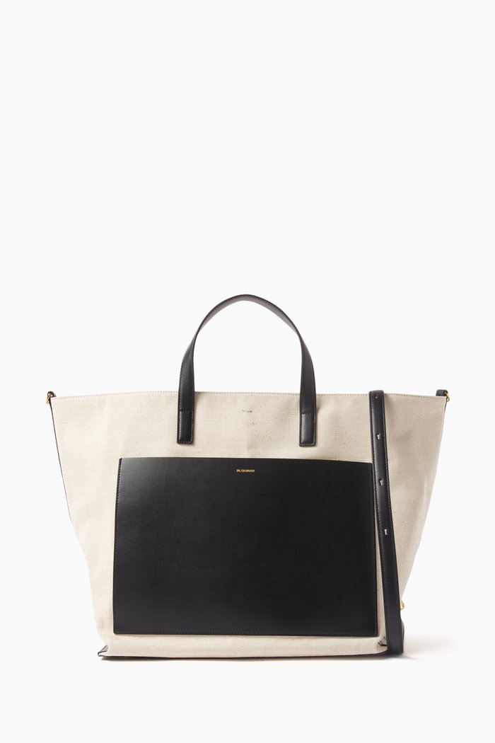 

Wander Square Medium Tote in Cotton-linen Canvas, Neutral