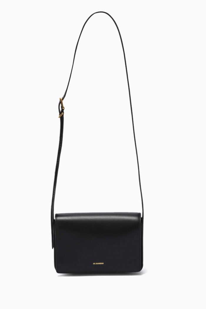 

Small Sling Shoulder Bag in Leather, Black