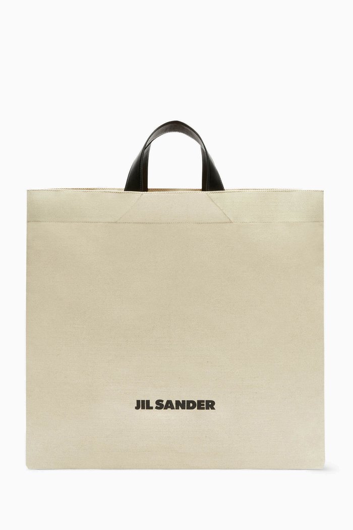 

Book Flat Square Shopper in Cotton-linen Canvas, Neutral