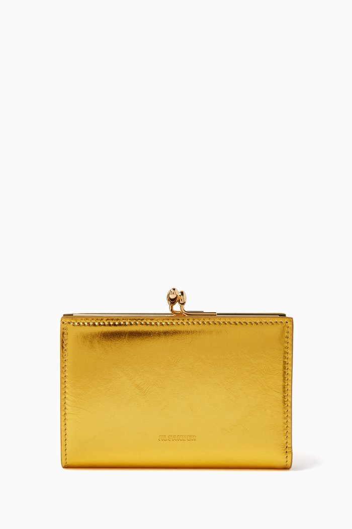 

Small Goji Purse Wallet in Laminated Leather, Orange
