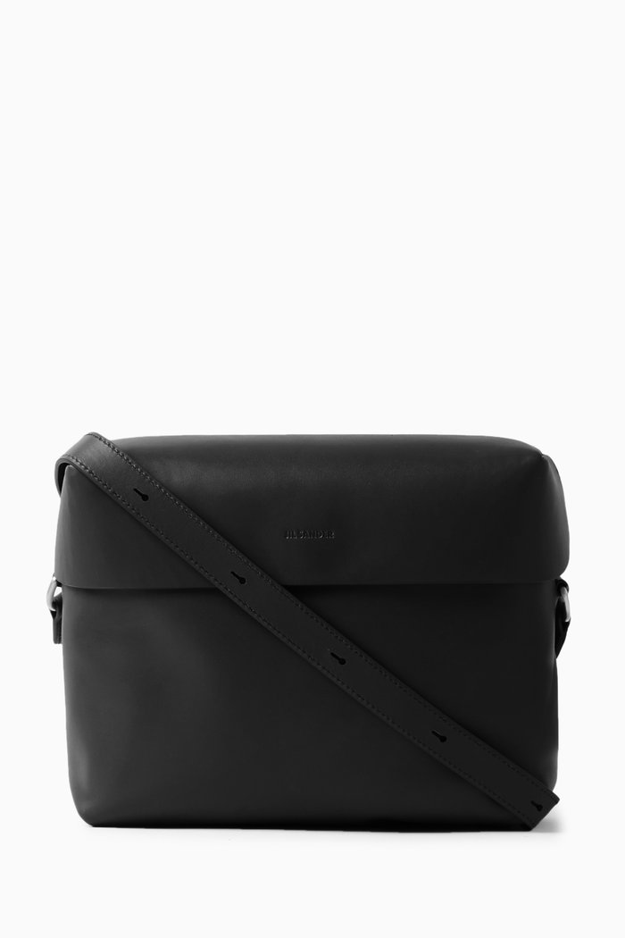 

Lid Crossbody Bag in Calf Leather, Black