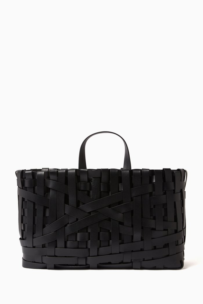 

Woven Large Tote in Leather, Black
