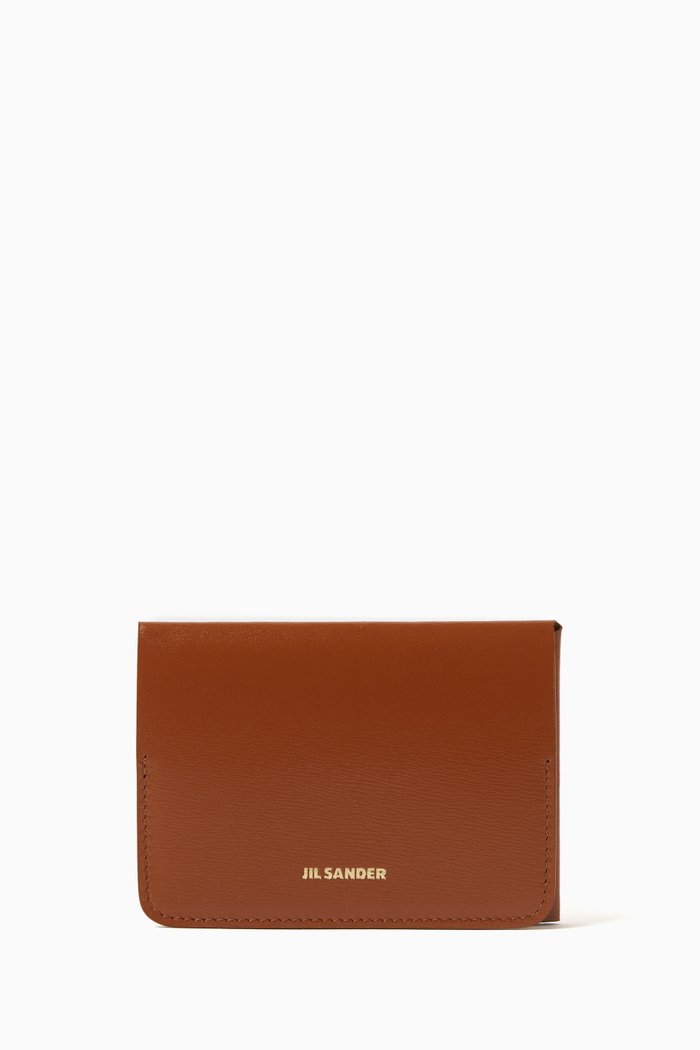 

Folded Card Holder in Supple Leather, Neutral
