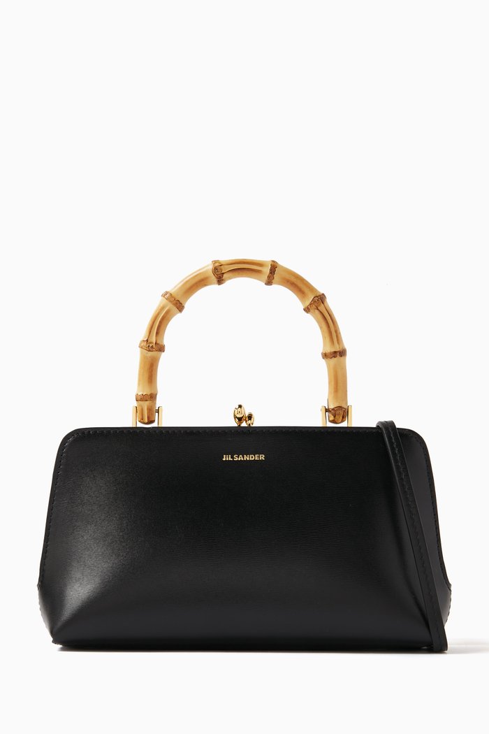 

Goji Bamboo Mini Handbag in Leather, Black