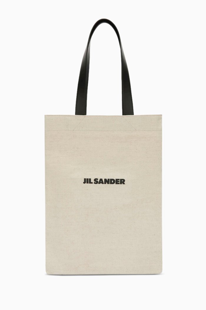 

Book Flat Medium Shopper in Cotton-linen Canvas, Neutral