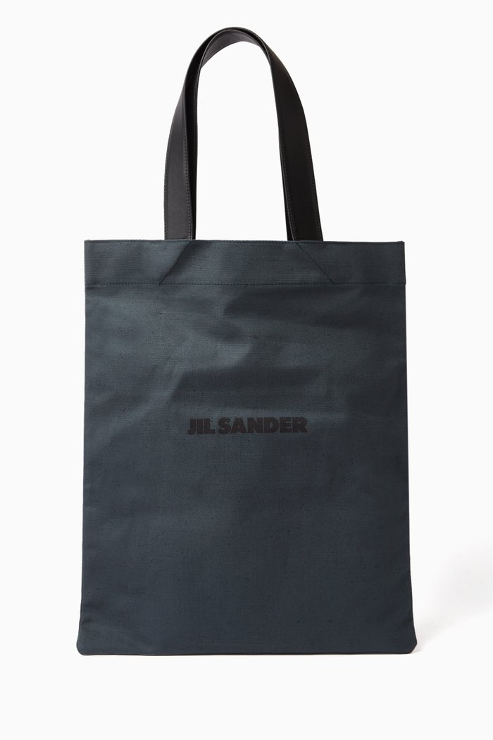 

Book Flat Square Shopper in Cotton-linen Canvas, Blue