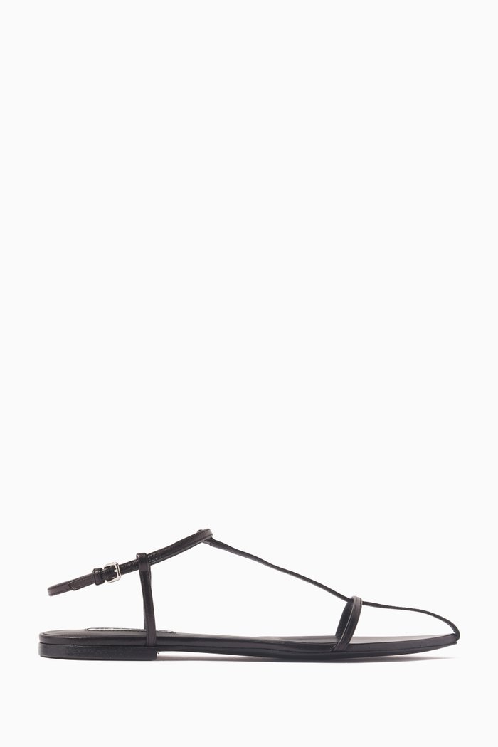 

Flat Sandals in Leather, Black