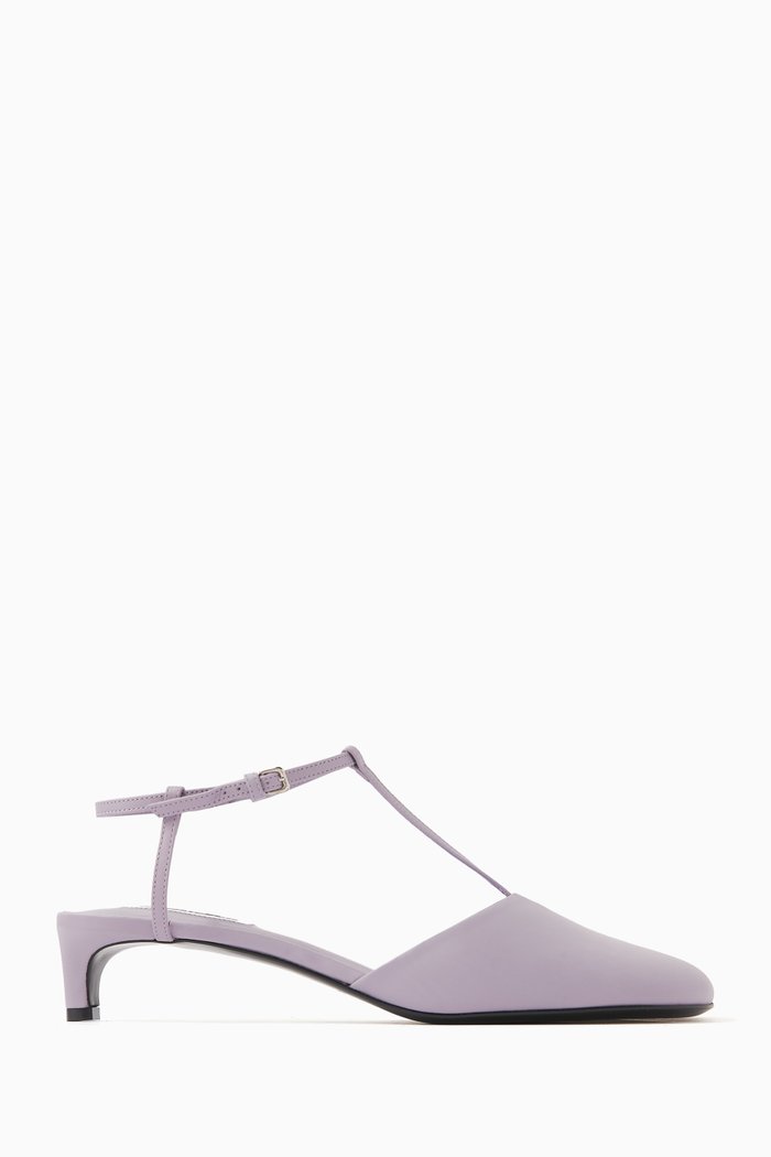 

High Heel Sandals in Leather, Purple