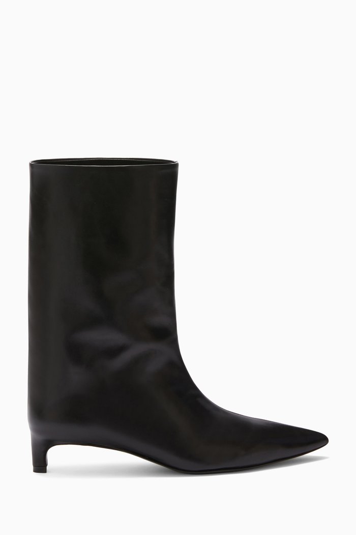 Ankle Boots in Leather, Black