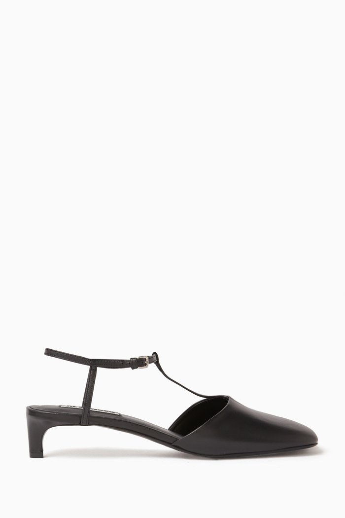 High Heel Sandals in Leather, Black