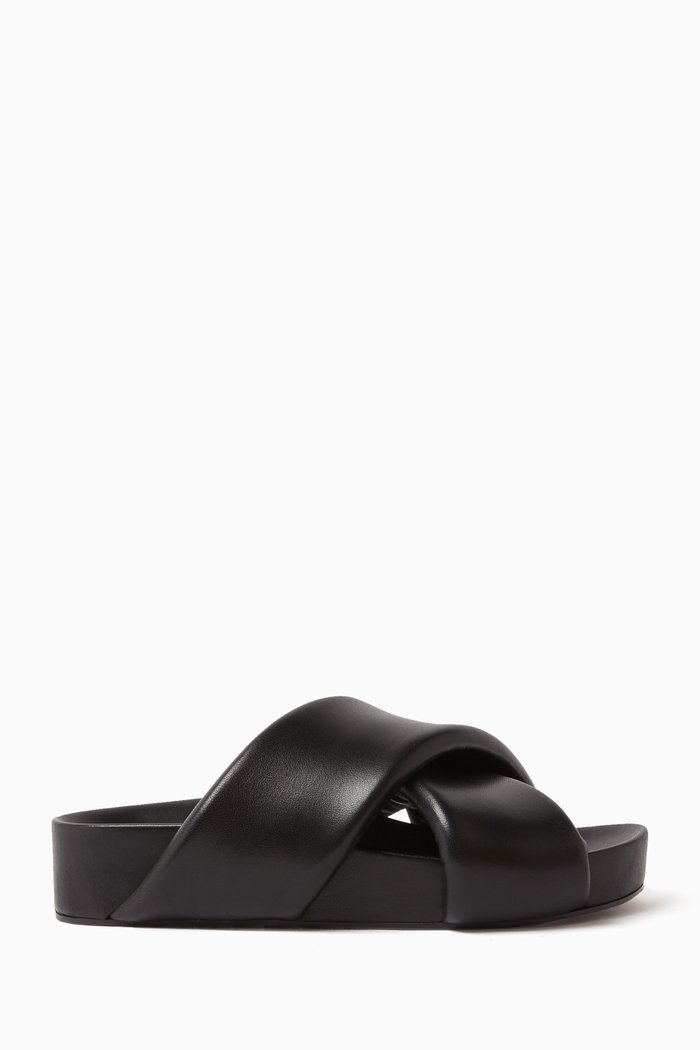 

Padded Slides in Leather, Black