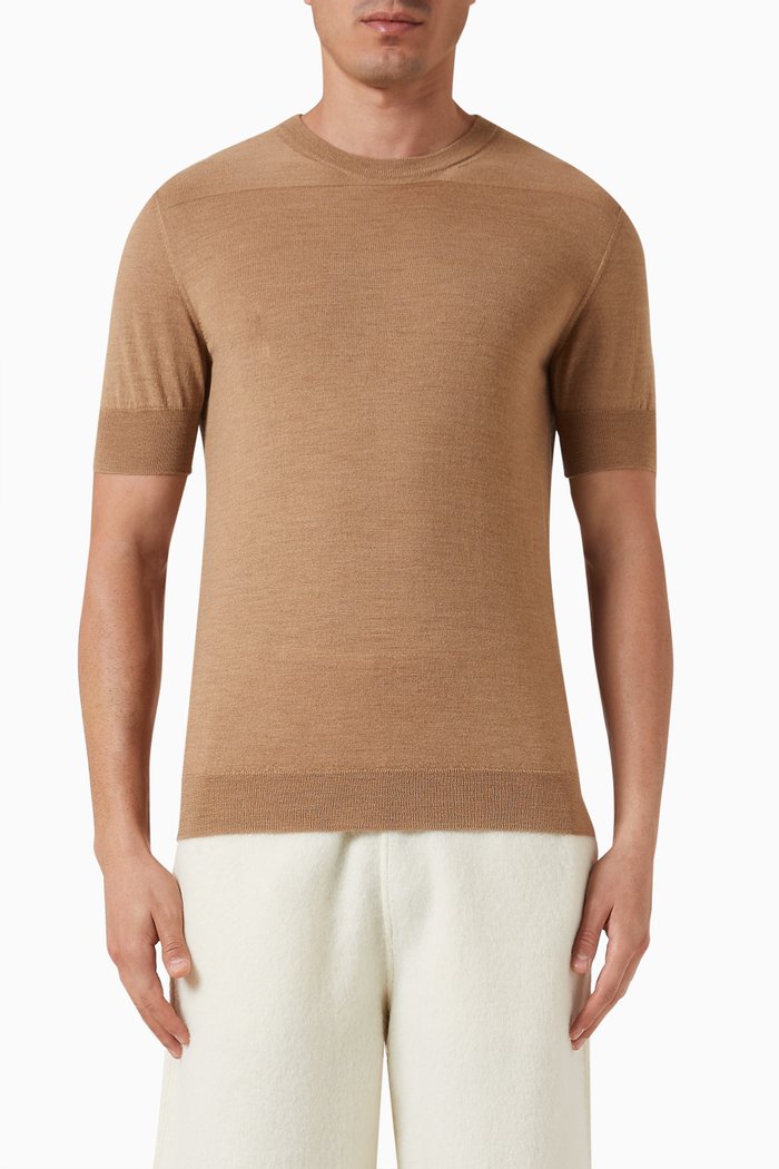 

Crewneck T-shirt in Merino Wool-knit, Black