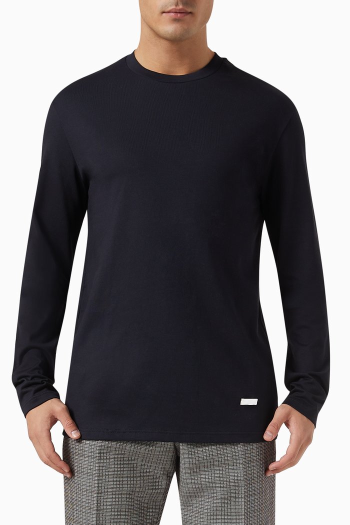 

Sea Island Long-sleeve T-shirt in Cotton-jersey, Blue