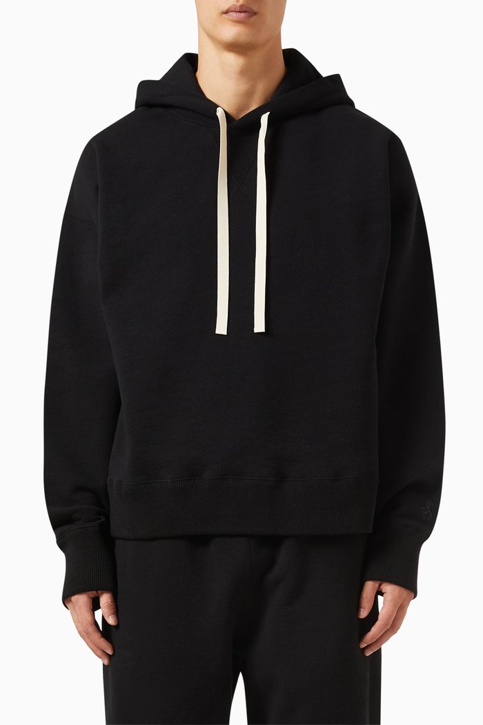 Drawstring Hoodie in Cotton-cashmere, Black
