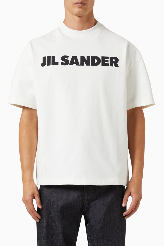 Logo Print T-shirt in Cotton, Neutral