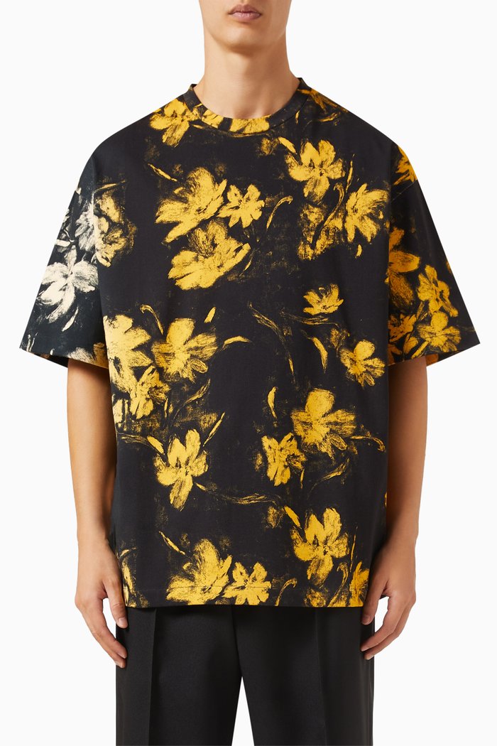 

Floral-print T-shirt in Cotton, Neutral