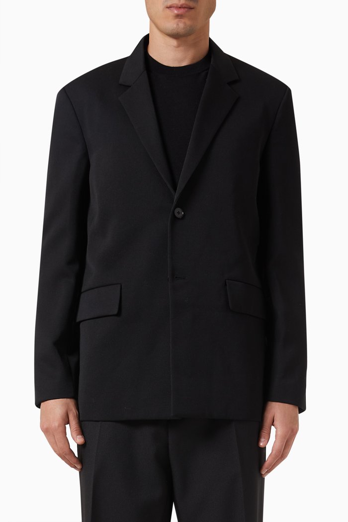 

Straight-fit Suit Jacket in Compact Wool, Black