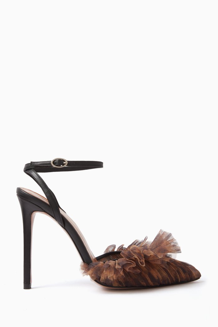 

Franca Leopard 105 Pumps in Leather & Tulle, Brown