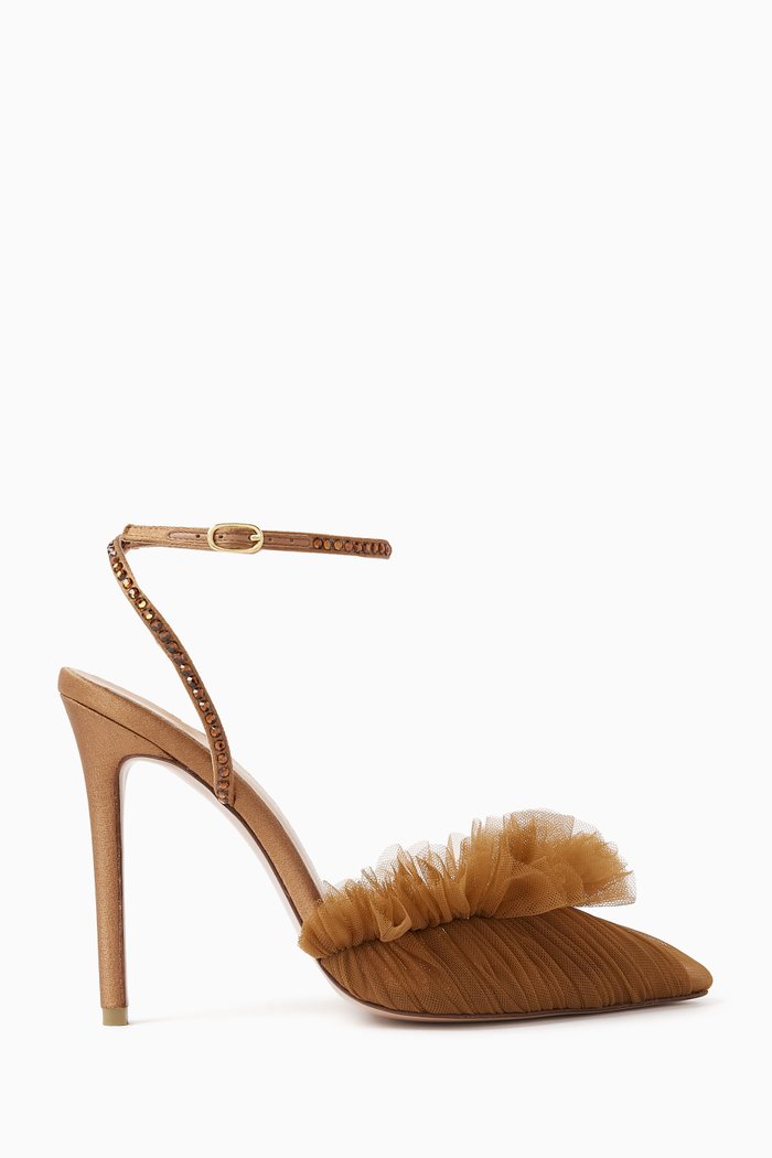 

Franca Glitz 105 Pumps in Satin and Tulle, Brown