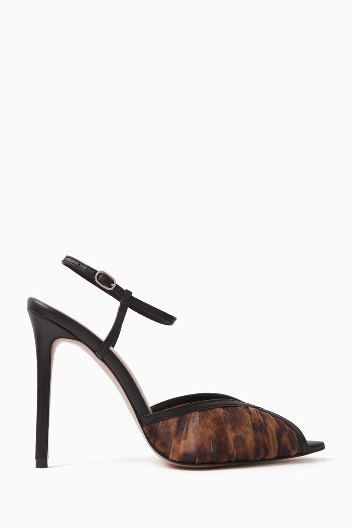 

Kaya Leopard 105 Pumps in Satin & Tulle, Brown