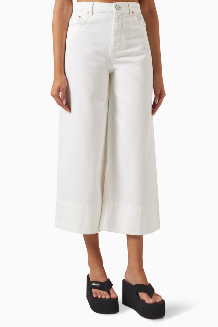 High-rise Wide-leg Crop Jeans, White