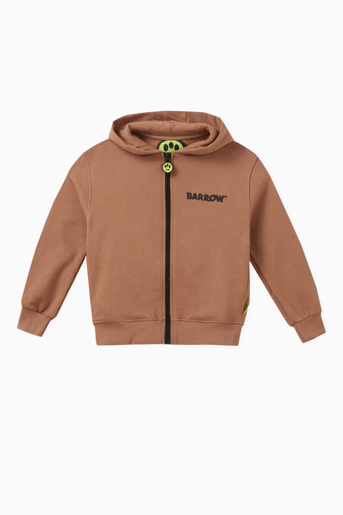 

Graphic Logo-print Hoodie in Cotton, Brown
