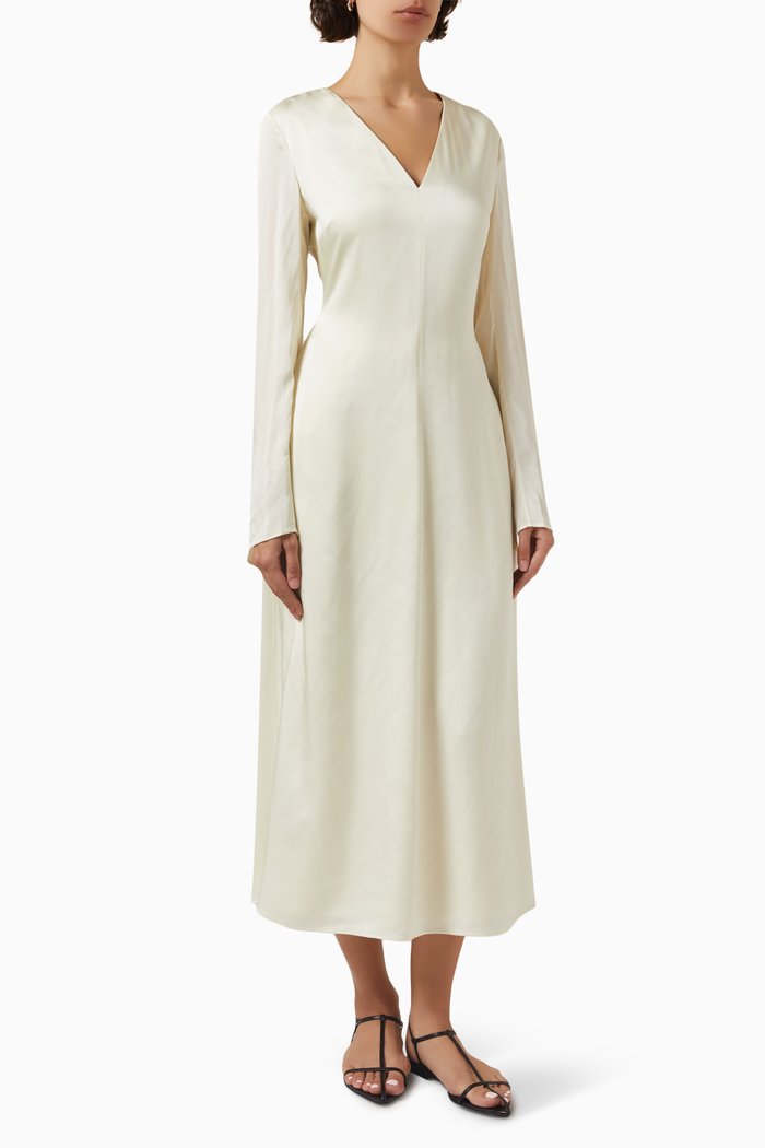 

Long-sleeve Dress in Satin, Multicolour