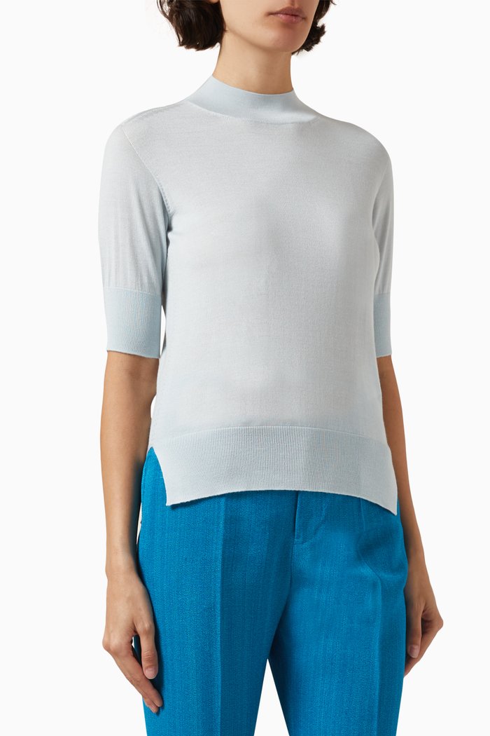 

Short-sleeve Sweater in Cashmere, Blue
