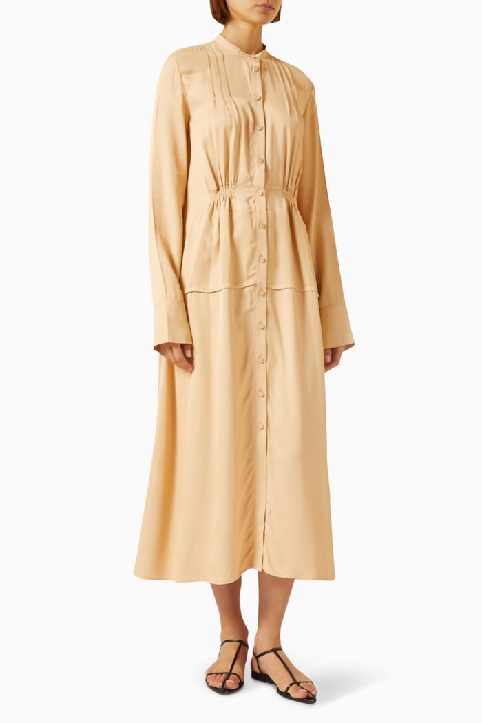 

Midi Shirt Dress in Viscose, Neutral