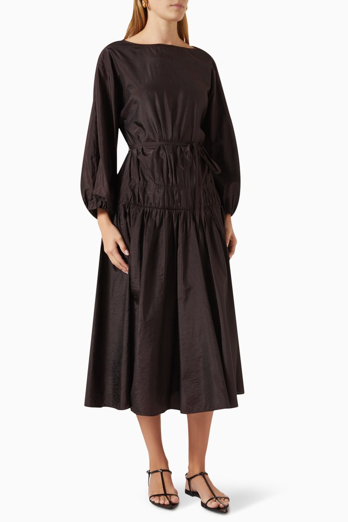 

Midi Dress in Silk-blend, Brown