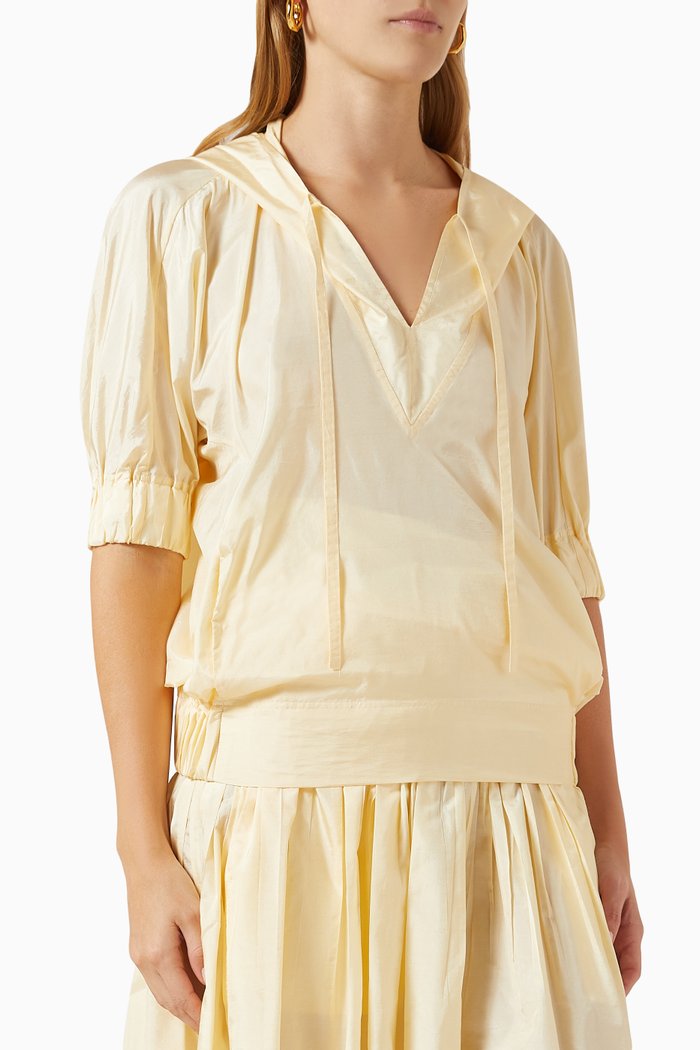 

Hooded Blouse in Silk-blend, Neutral