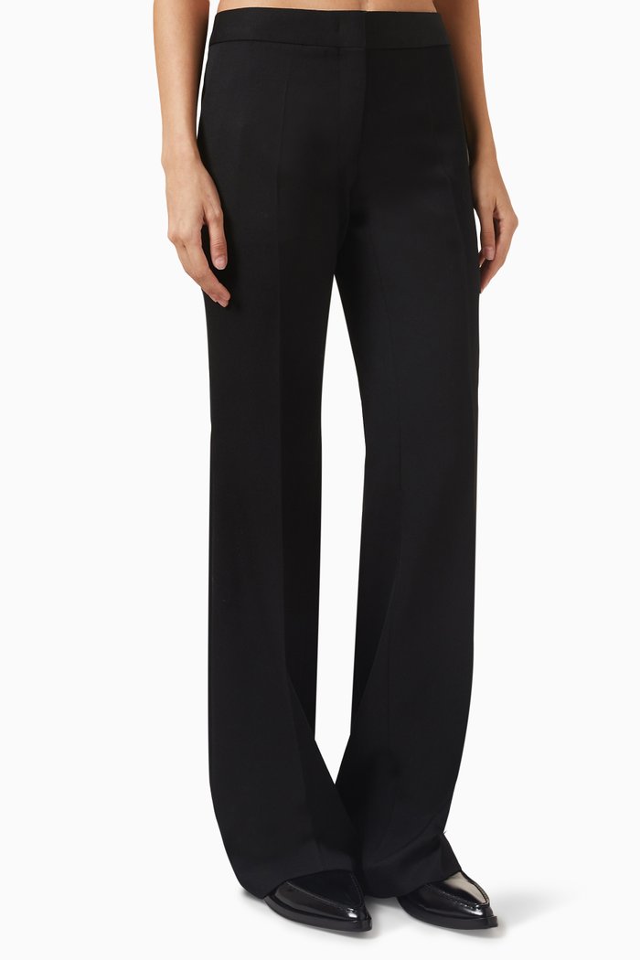 Flared-leg Pants in Wool, Black