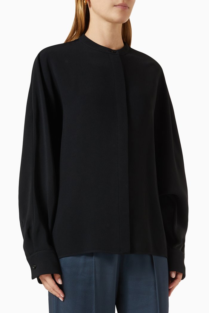 

Long-sleeve Top in Viscose-blend, Black