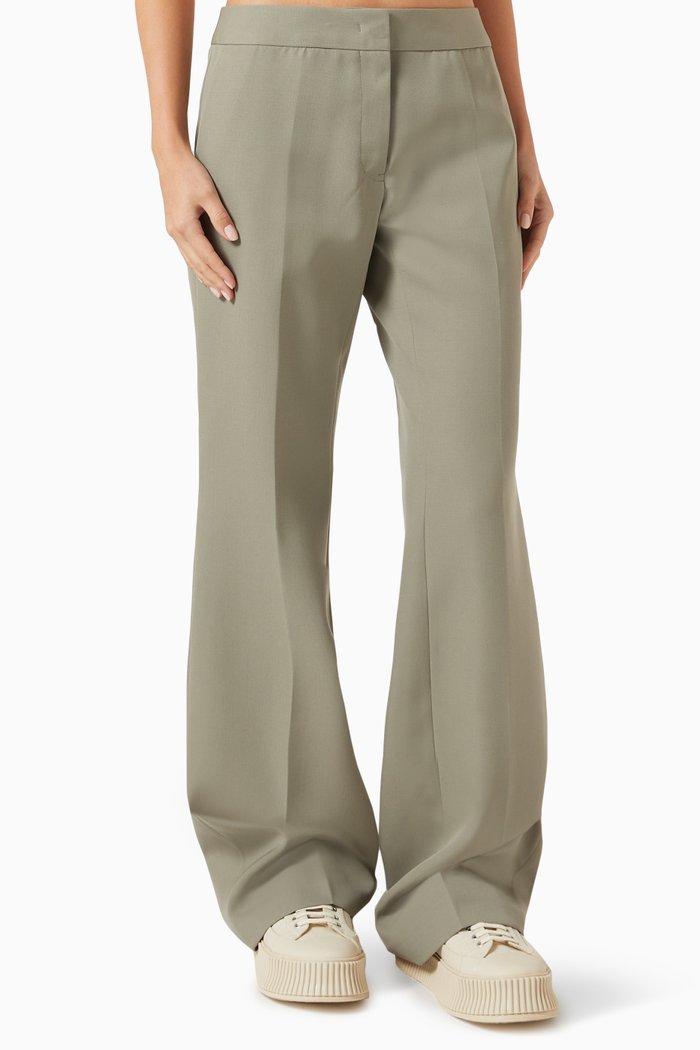 

Flared Pants in Wool-gabardine, Green