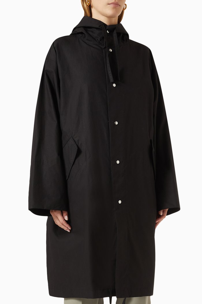 

Longline Jacket in Techno Cotton, Black