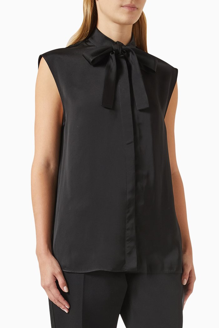

Neck-tie Top in Fluid Viscose, Black