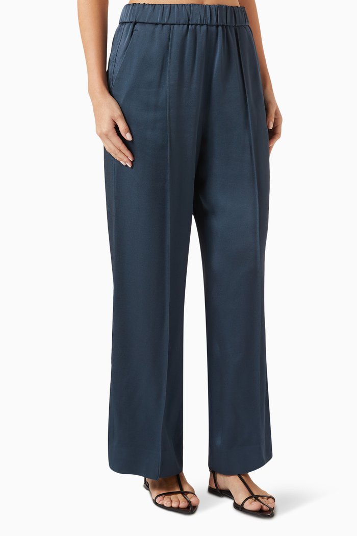 

Wide-leg Pants in Satin, Blue