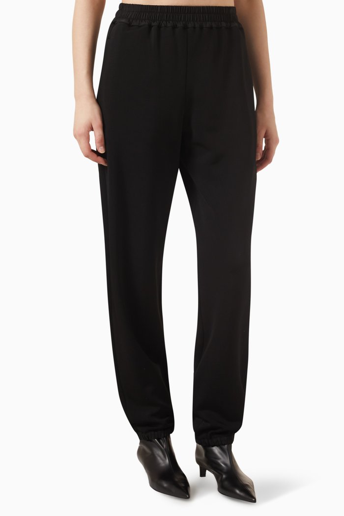 

Elasticated Pants in Wool-viscose, Black