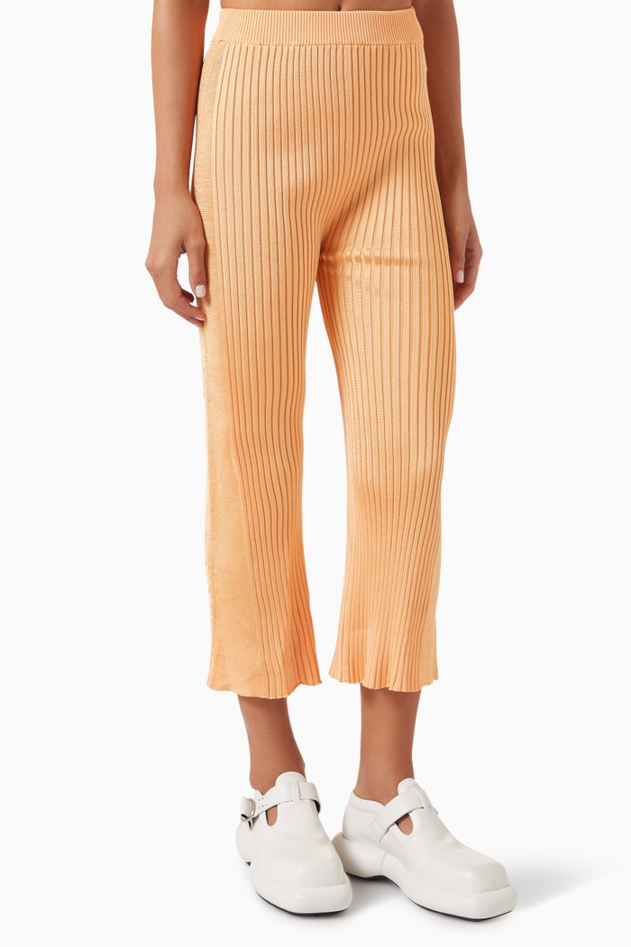 

Rib-knit Cropped Pants in Viscose, Neutral