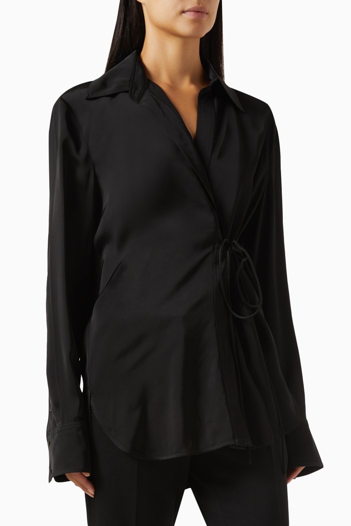 

Tie-up Shirt in Viscose, Black