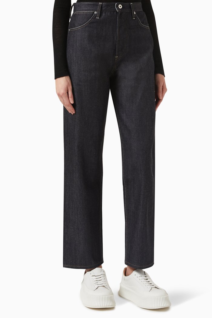 

Straight-leg Jeans in Raw Denim, Blue