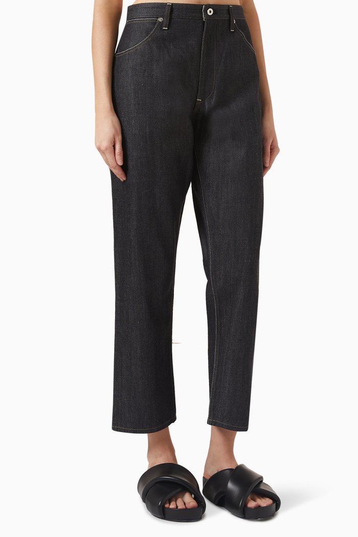 

Straight-leg Jeans in Raw Denim, Blue