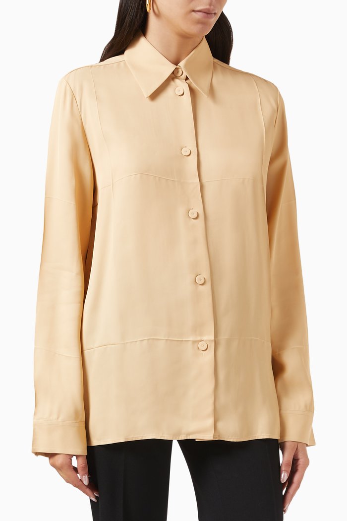 

Long-sleeve Shirt in Fluid Viscose, Neutral